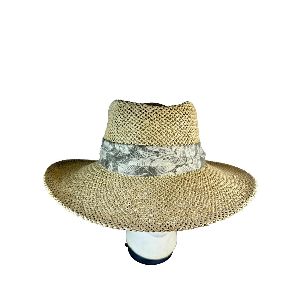 Men's Safari Panama Hat Woven Textured Tropical Leaves Band